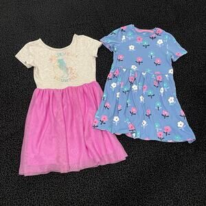 Lot Of 2 Girls Dress Casual Size 5-6 Floral Tutu Summer Party School